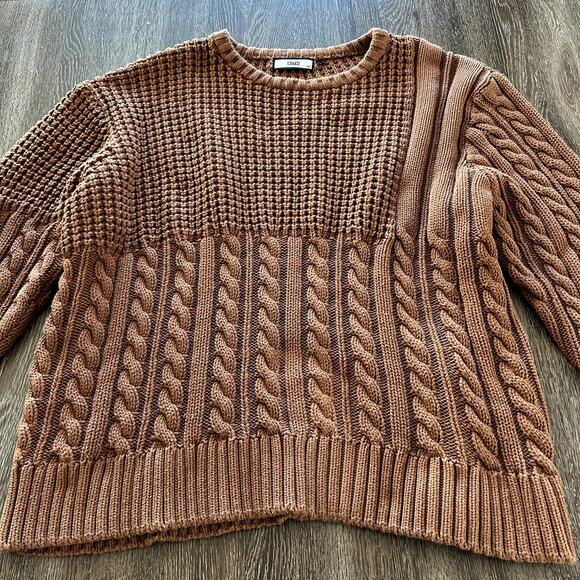 EUC Kith Wheatley Cable Knit Sweater Camel Brown XXL Cotton Crewneck Pullover - Picture 13 of 14
